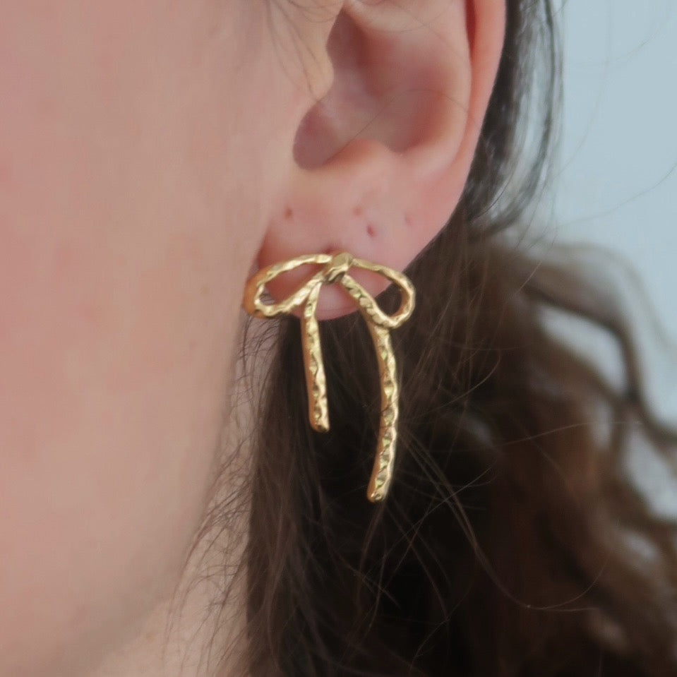 Gold Bow Earrings