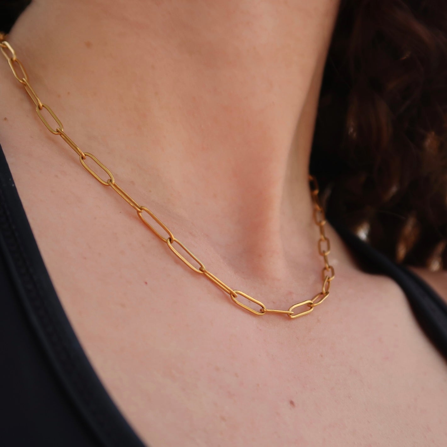 Gold Paper Clip Chain Necklace