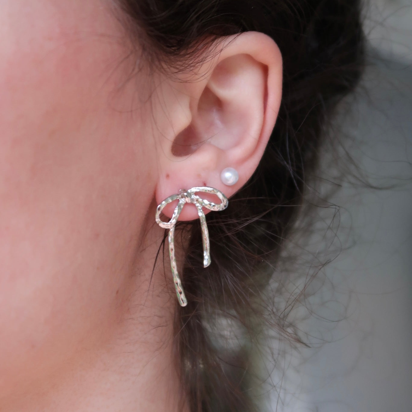 Silver Bow Earrings