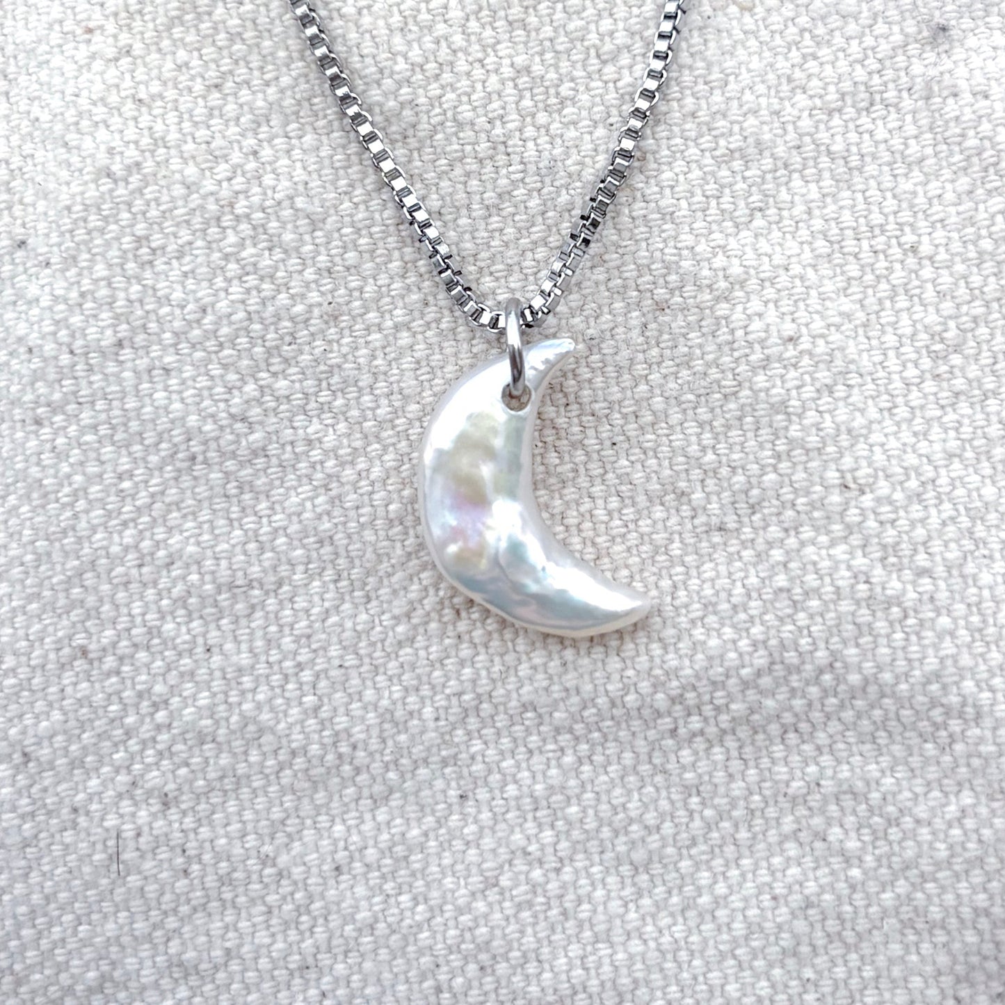 Silver Crescent Moon Necklace