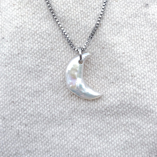 Silver Crescent Moon Necklace